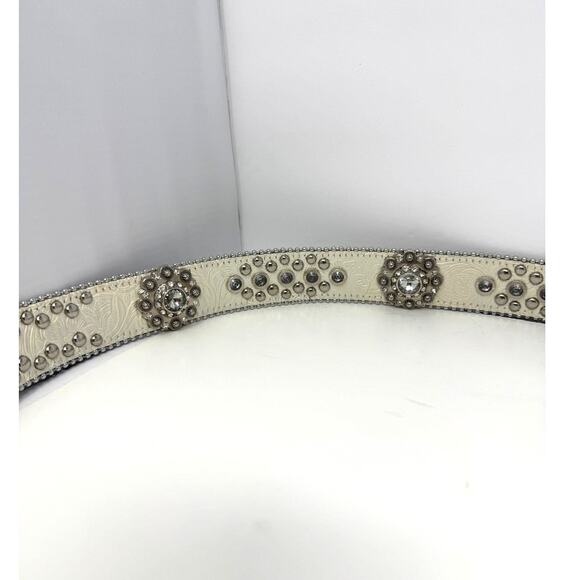 Blazin Roxx Rhinestone Western Belt Cream and Silver Size XL main image 6